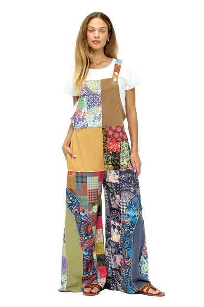Hippie Overall Cozy Colorblock Knit Patchwork (Copy)
