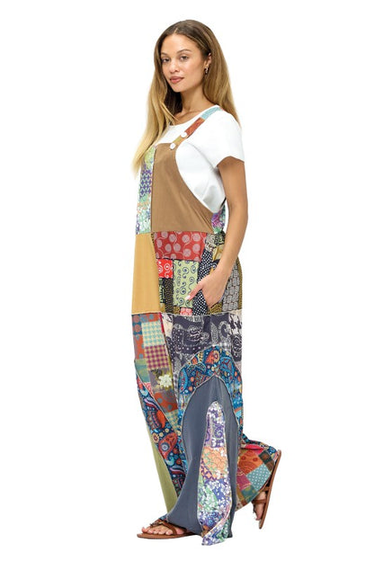 Hippie Overall Cozy Colorblock Knit Patchwork (Copy)