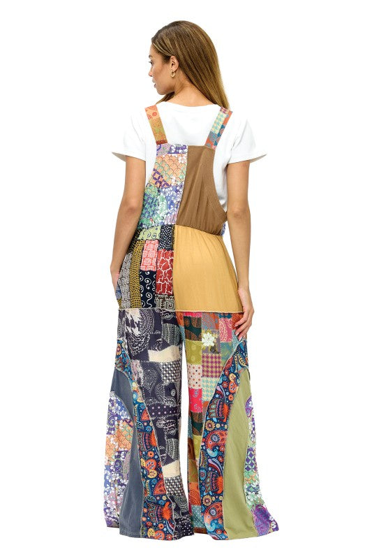 Hippie Overall Cozy Colorblock Knit Patchwork (Copy)