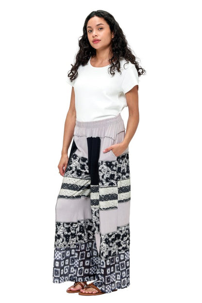 Palazzo Pants Boho Patchwork Colorblock