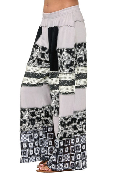 Palazzo Pants Boho Patchwork Colorblock