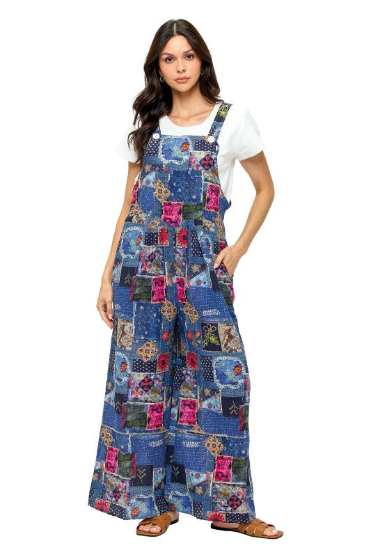 Boho Overall Cozy Colorblock Knit Patchwork