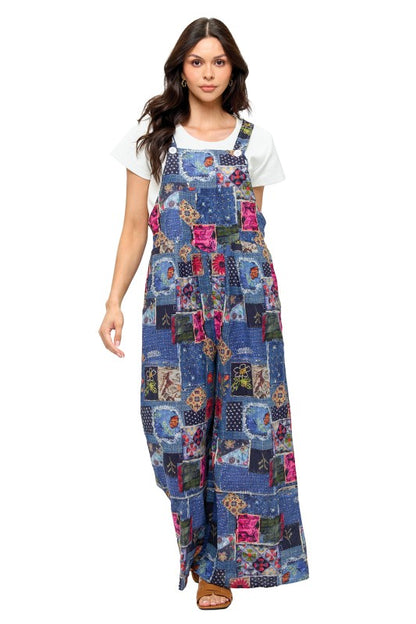 Boho Overall Cozy Colorblock Knit Patchwork