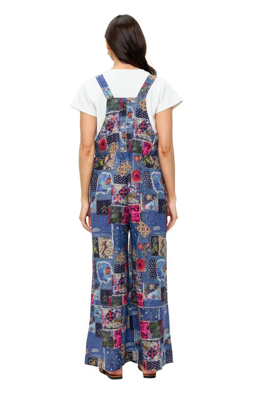 Boho Overall Cozy Colorblock Knit Patchwork