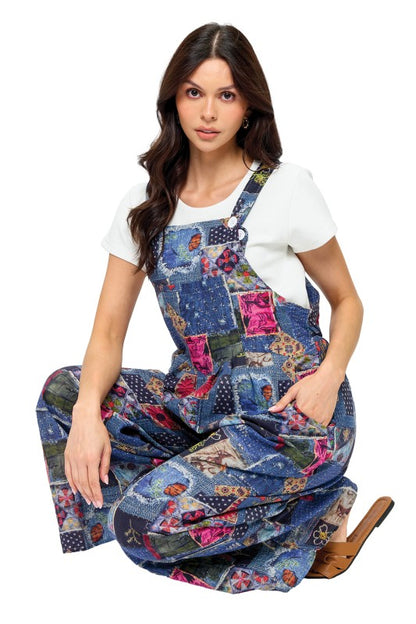 Boho Overall Cozy Colorblock Knit Patchwork