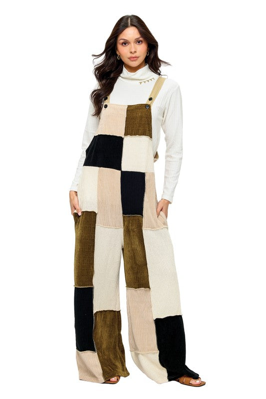 Overall Cozy Colorblock Knit Patchwork