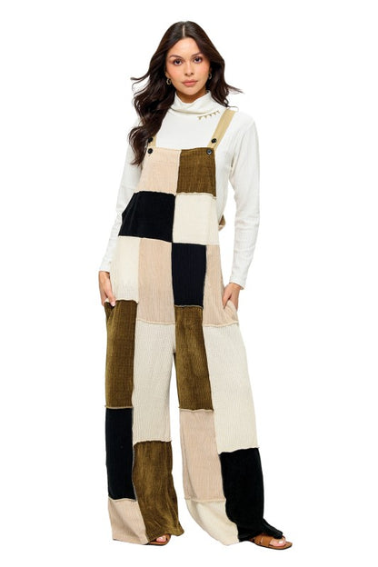Overall Cozy Colorblock Knit Patchwork