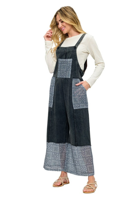 Vintage Overall Cozy Colorblock Knit Patchwork