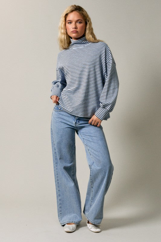 Mock Neck Oversized Knit Top