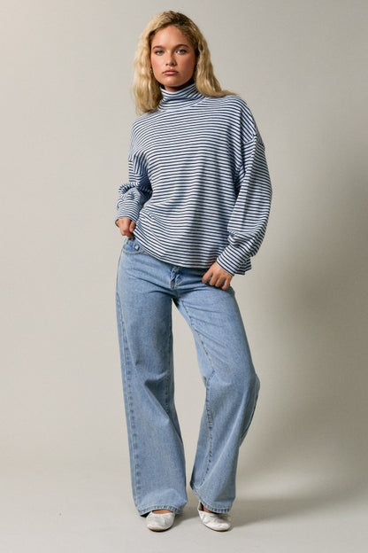 Mock Neck Oversized Knit Top