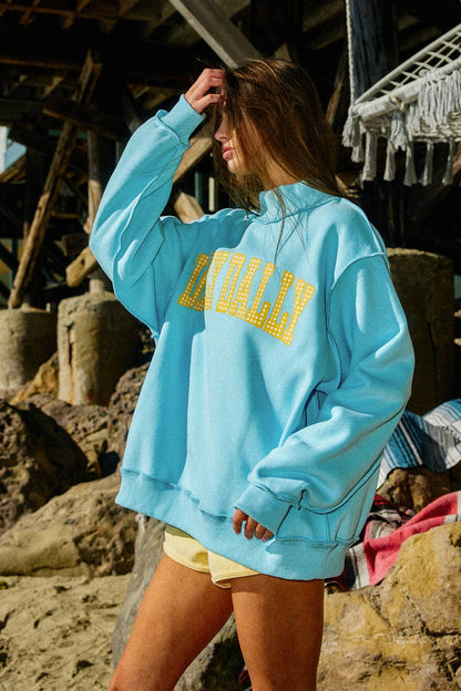 DILLY DALLY Reversible Mockneck Sweatshirt Sky Blue