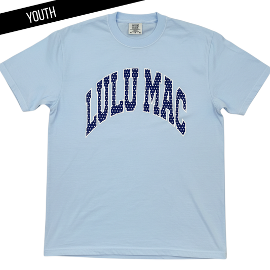 LuLu Mac Youth Comfort Colors Tee: Chambray Polka Dots