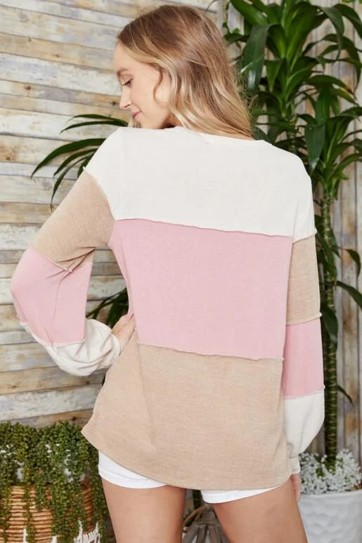 Color-blocked long sleeve top