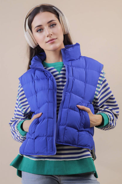 Puffer Padded Warm Vest: ROYAL BLUE