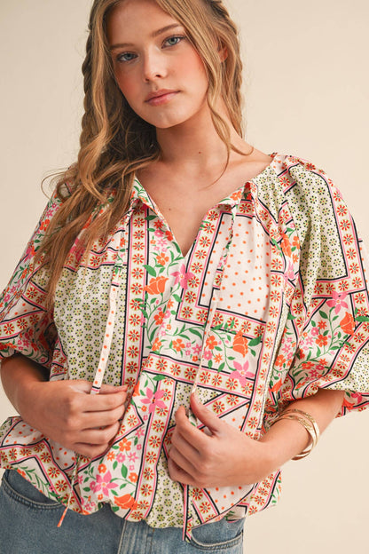 EXCLUSIVE FLORAL PRINT BUBBLE TOP