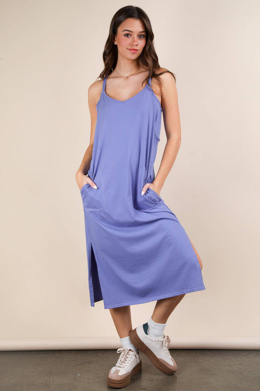 Neck Sleeveless Casual Comfy Midi Dress