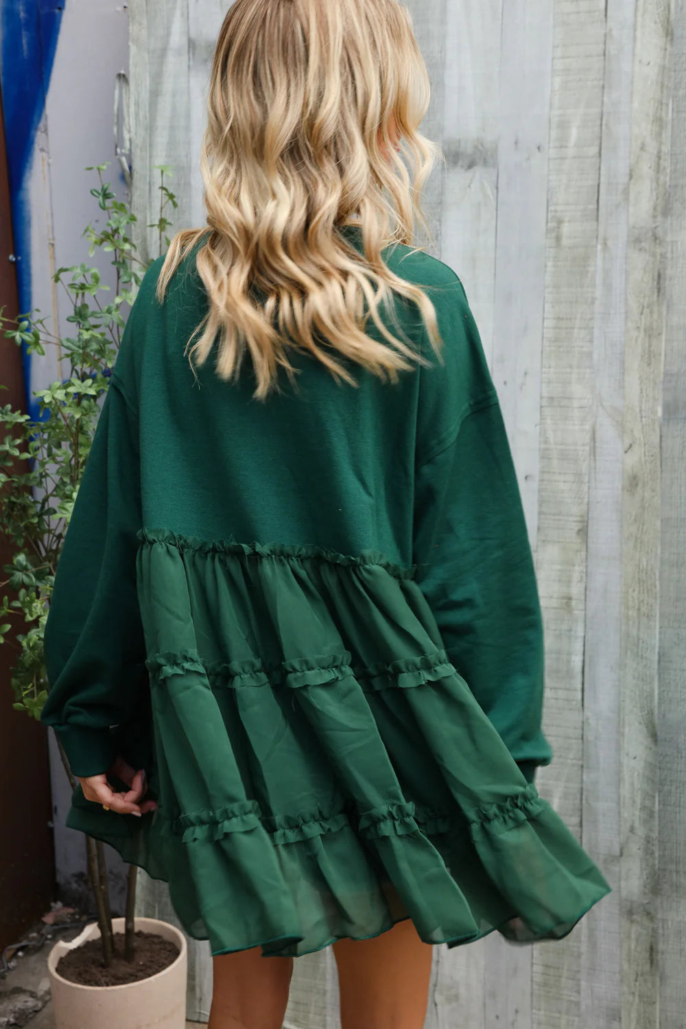 Woven Tiered Sweater Dress