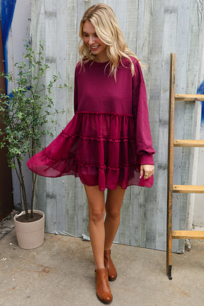 Woven Tiered Sweater Dress