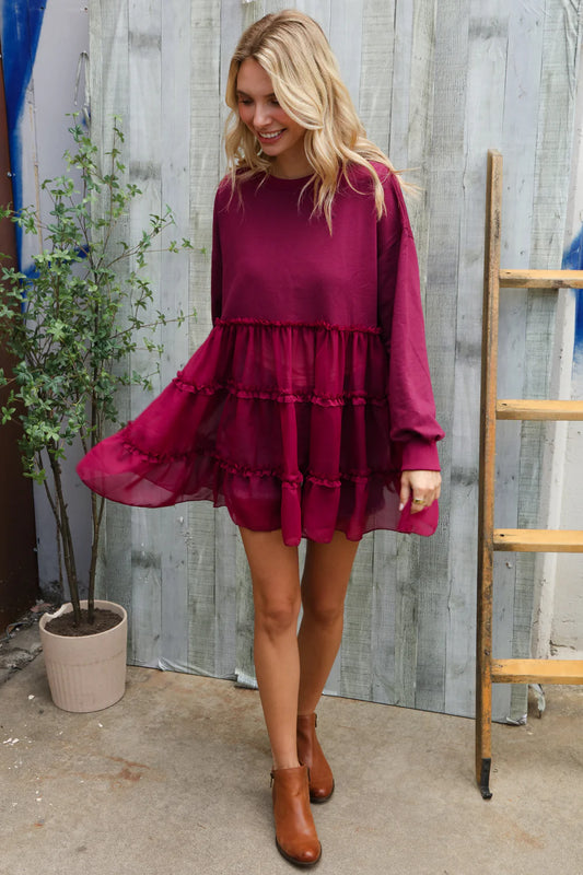 Woven Tiered Sweater Dress
