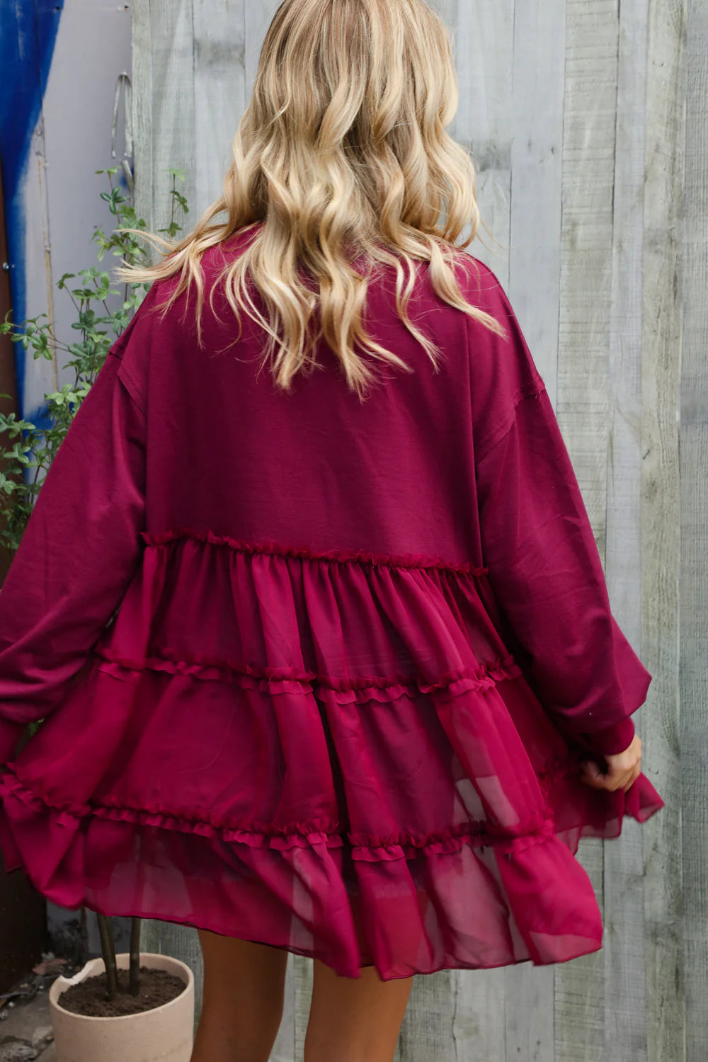 Woven Tiered Sweater Dress