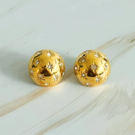 Starlight Sphere Stud Earrings: Gold