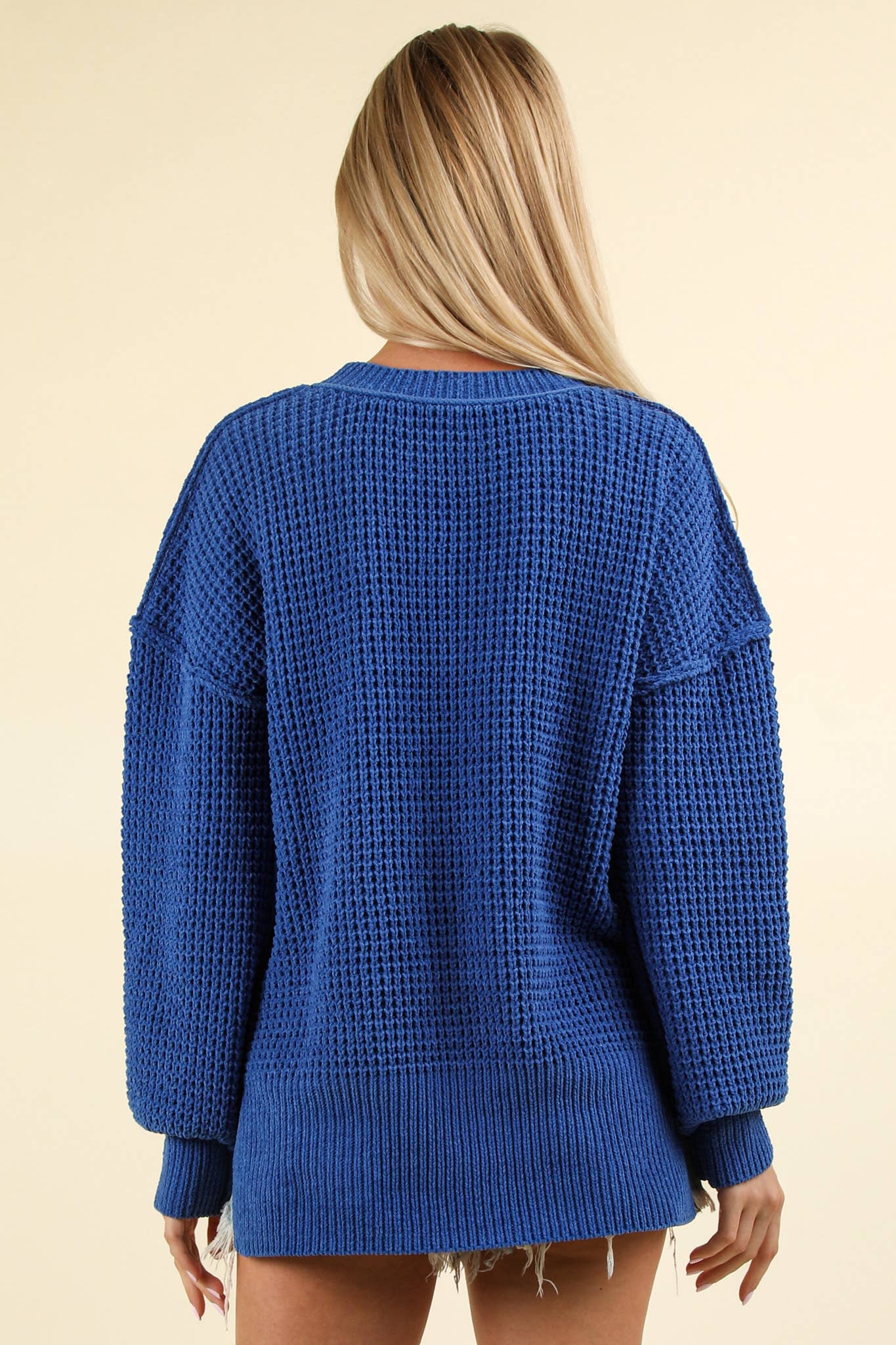 Soft Comfy Oversized Knit Sweater Pullover Top: ROYAL BLUE