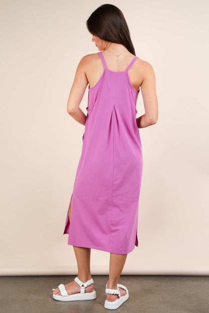 V-Neck Sleeveless Casual Comfy Midi Dress