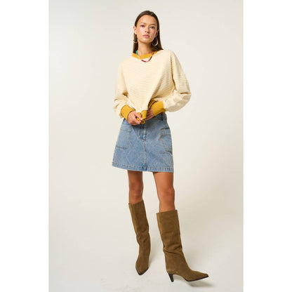 Striped Sweatshirt with Back Cross Detail