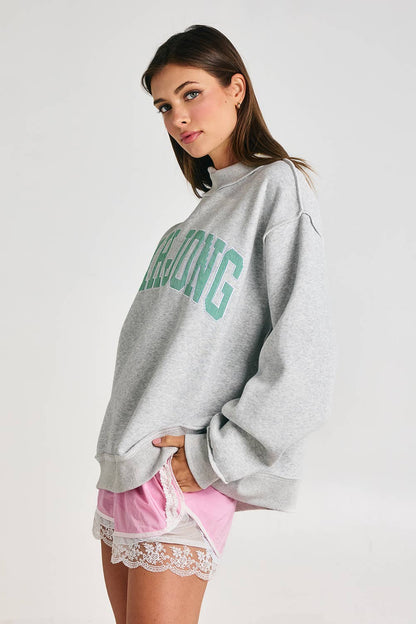 Mahjong Embroidery Sweatshirt: Kelly Green