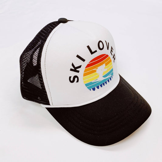 Sporty Pretty Trucker Ball Cap: Ski Lover