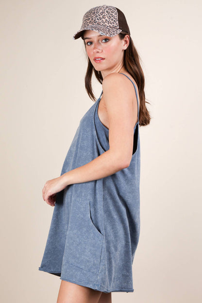 Mineral Washed Knit Mini Dress with Shorts Inside