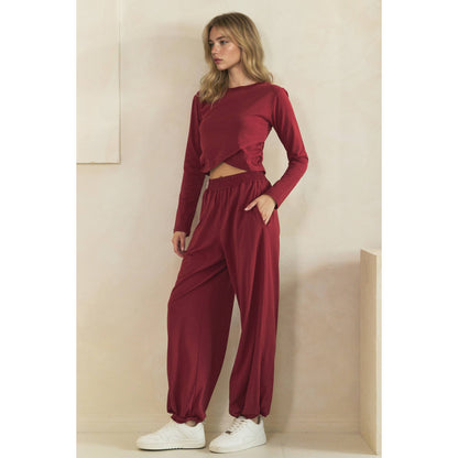 Cozy Twist Lounge Set: Burgundy