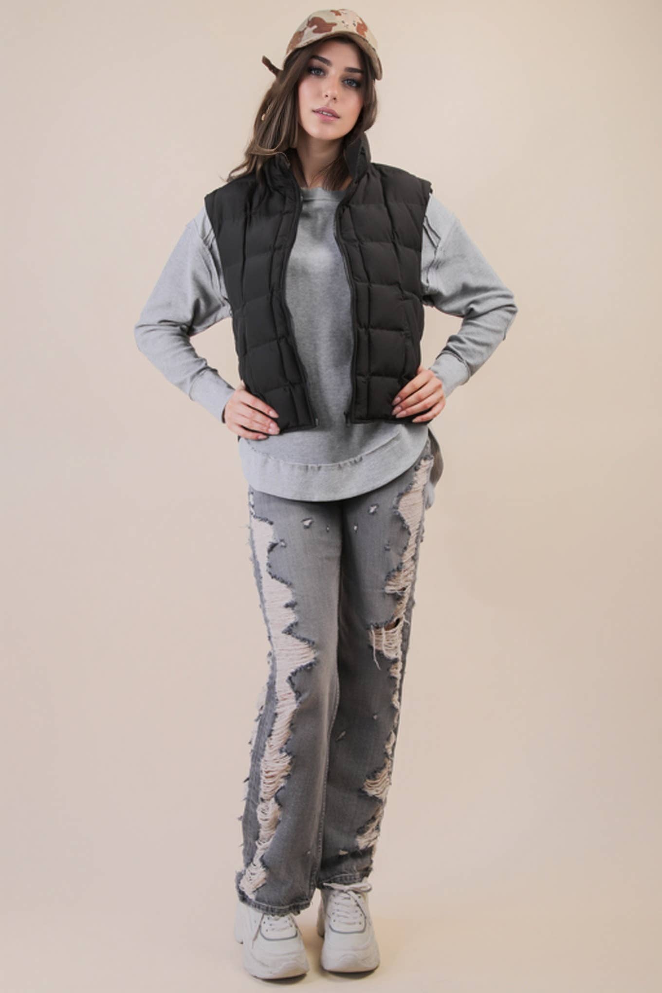 Puffer Padded Warm Vest: BLACK