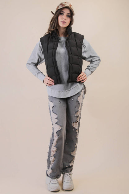 Puffer Padded Warm Vest: BLACK