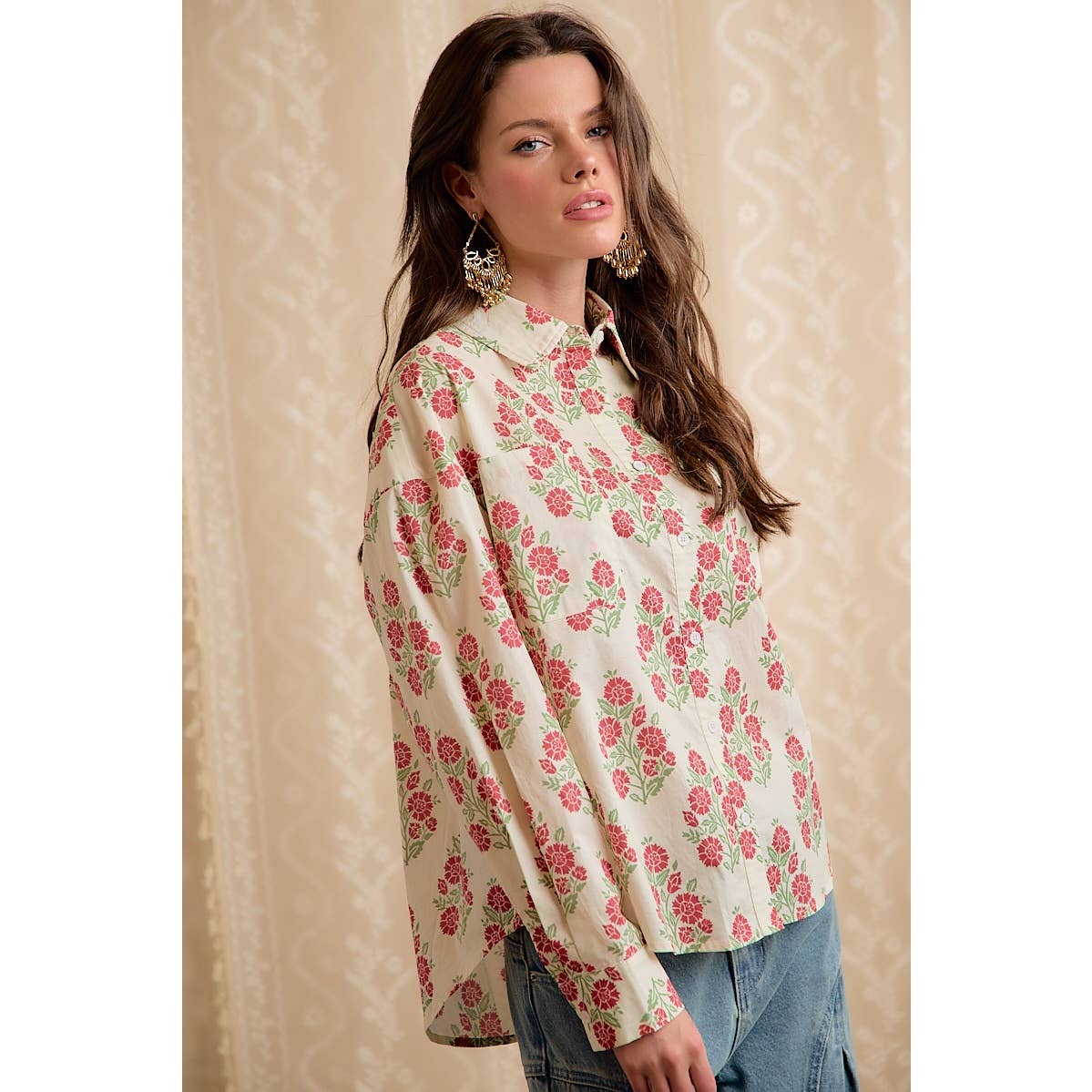 FLORAL PRINTED BUTTON DOWN