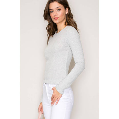 Crew Neck Long Sleeve Rib Top