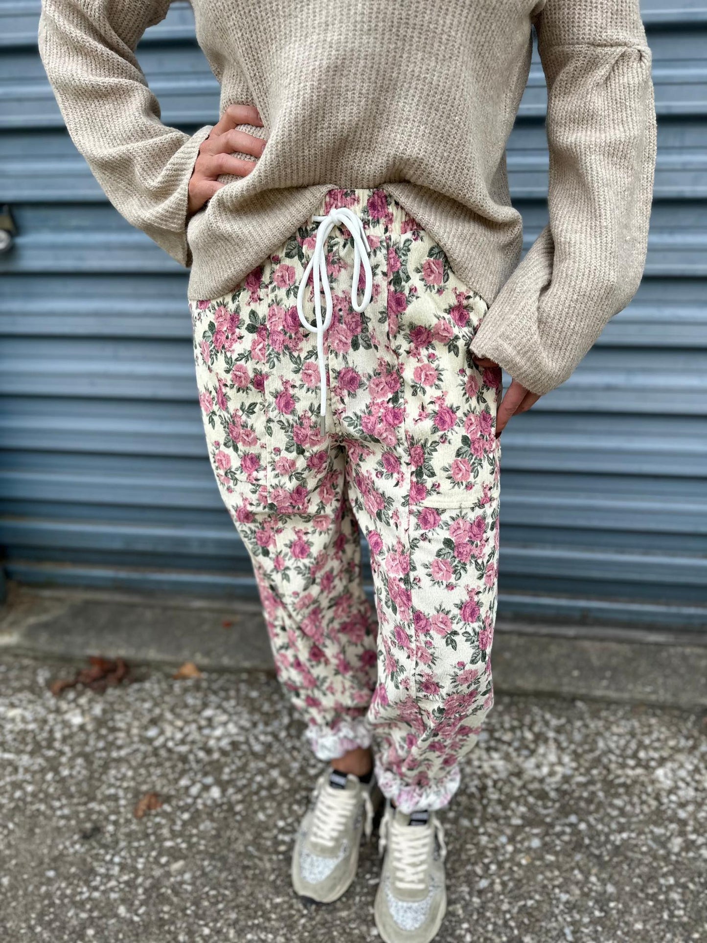 Floral Corduroy Joggers