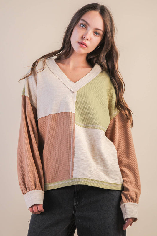 Oversized Color Block Casual Knit