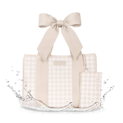 Case Mate-Latte Gingham Bow Jelly Tote Bag