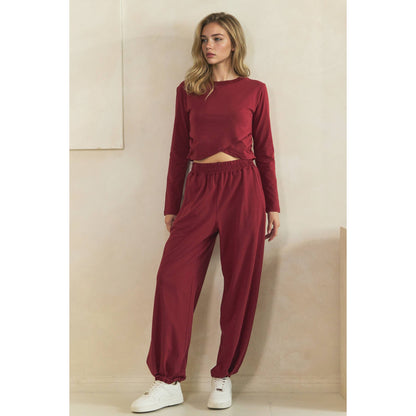 Cozy Twist Lounge Set: Burgundy
