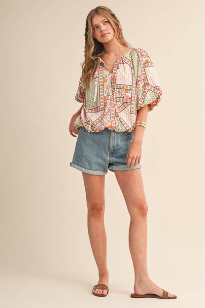 EXCLUSIVE FLORAL PRINT BUBBLE TOP