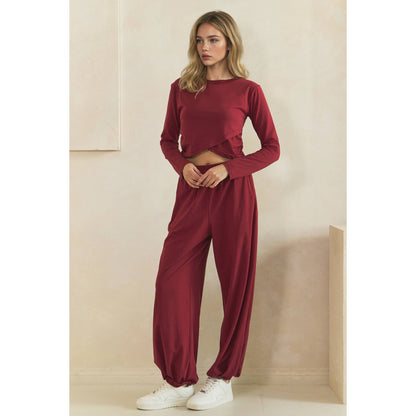 Cozy Twist Lounge Set: Burgundy