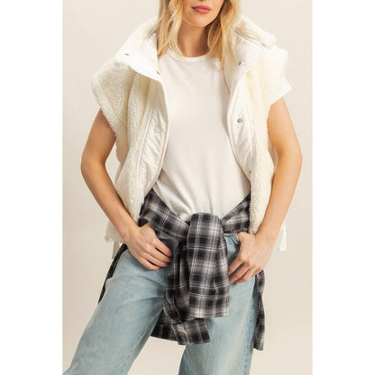 Cozy Sherpa Vest Jacket with Tie-Up Side Details