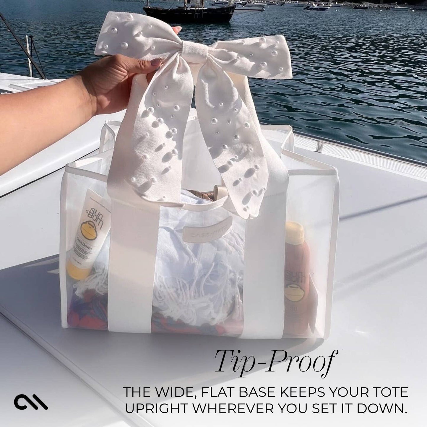 Case-Mate-Ivory Pearl Bow Jelly Tote Bag