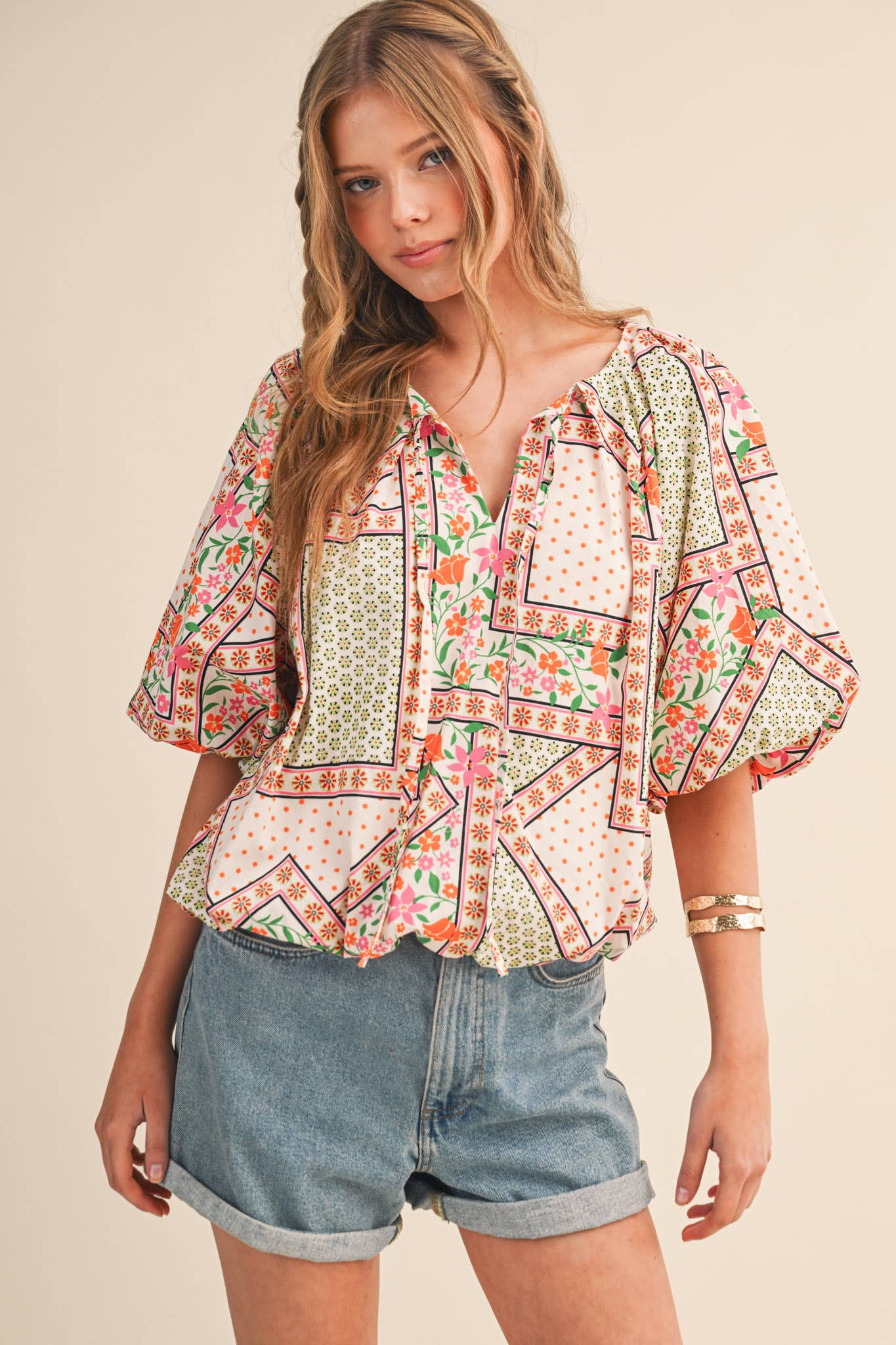EXCLUSIVE FLORAL PRINT BUBBLE TOP