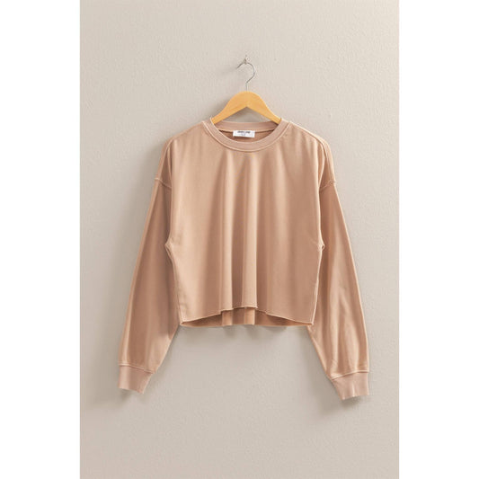 Oversized Cropped Sweatshirt With Raw Hem