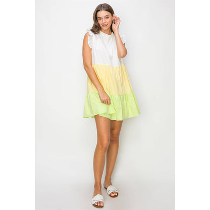 Poplin Color Block Mini Dress