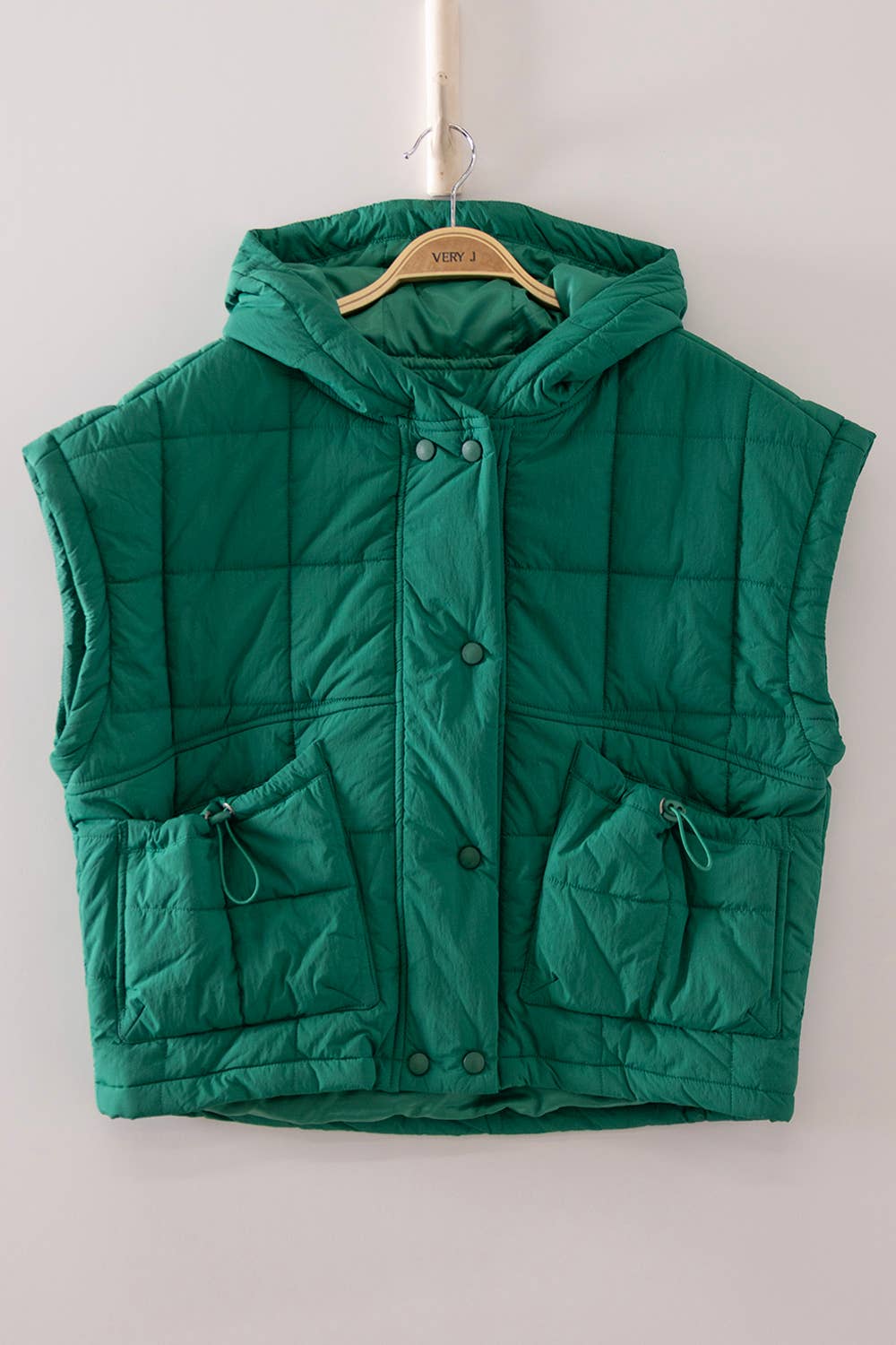 Quilted Hooded Puffer Vest: SEAFOAM