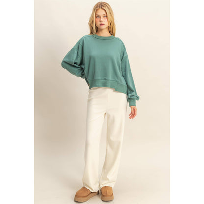 Layered Hem Sweatshirt With Raw Edges