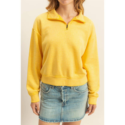 Pullover Half Zip Up Terry Sweatshirt